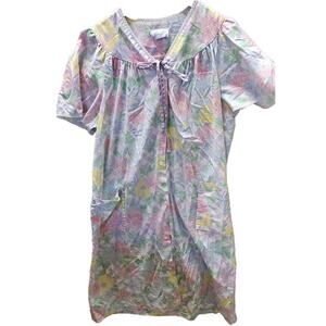❤️Leisure Life Floral House Dress Robe Housecoat Snap Front Size M Pockets USA